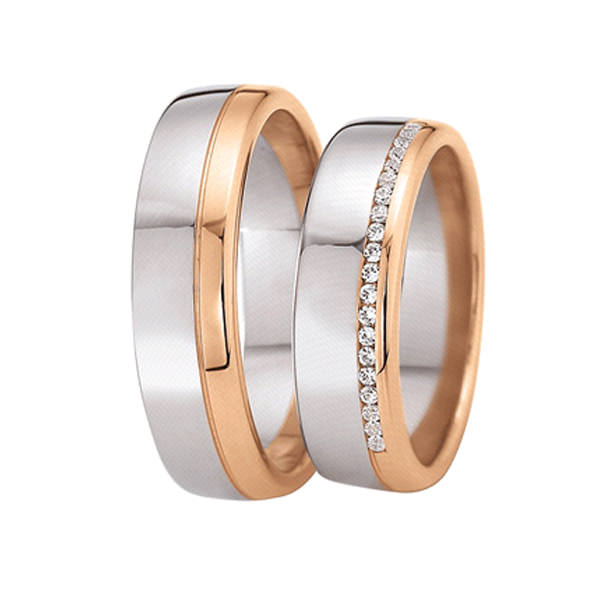 Свадебные кольца с бриллиантовой дорожкой