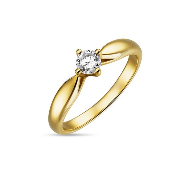 Классическое помолвочное кольцо из желтого золота с бриллиантом