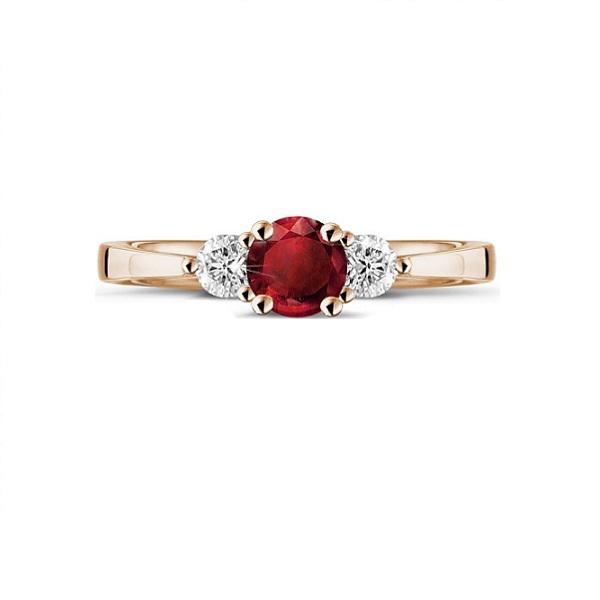 Кольцо помолвочное с рубином и бриллиантом