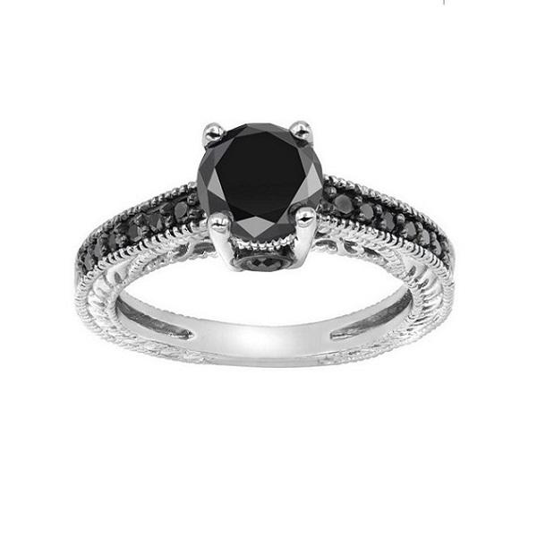 Кольцо с черными бриллиантами - d-vita.ru