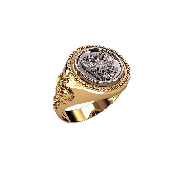 Мужское кольцо из комбинированного золота